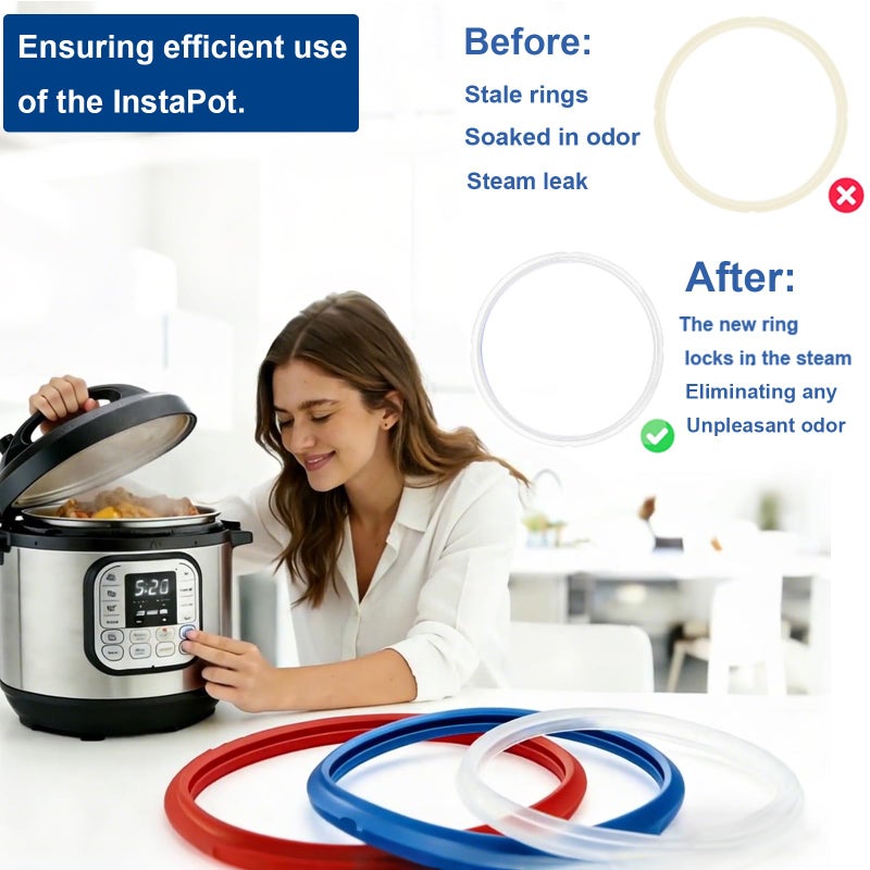 Fuator 3 Pack Sealing Ring 6 Qt for Instant Pot Sealing Rings Replacement for 5/6Qt Instant Pot Seal, With 3 Float Valve Caps, Food-grade Silicone Instapot Gasket 5&6Qt, Fit for DUO DUO Plus 6 Quart - Image 4